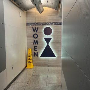 Entrance to restroom in Terminal 3 at LAS airport, Las Vegas, NV, USA