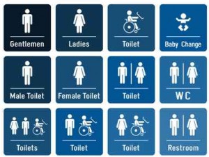 Set of toilet signs. Toilet labels.